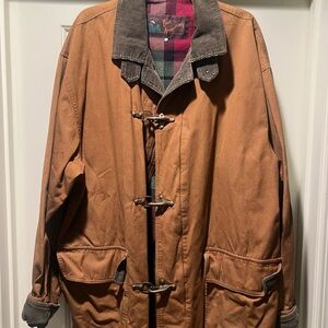 Eddie Bauer Brown Field Jacket with Plaid Accents